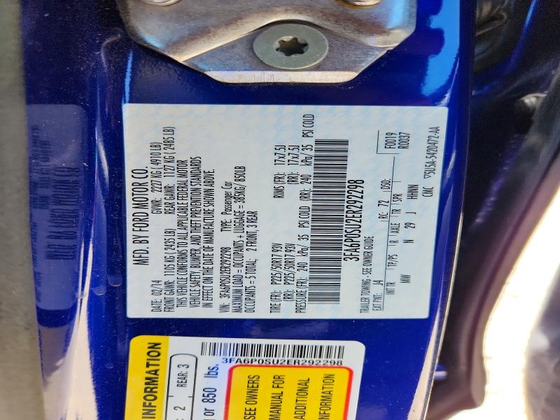 2014 Ford Fusion მანქანა იყიდება აუქციონზე, vin: 3FA6P0SU2ER292298, აუქციონის ნომერი: 55846006