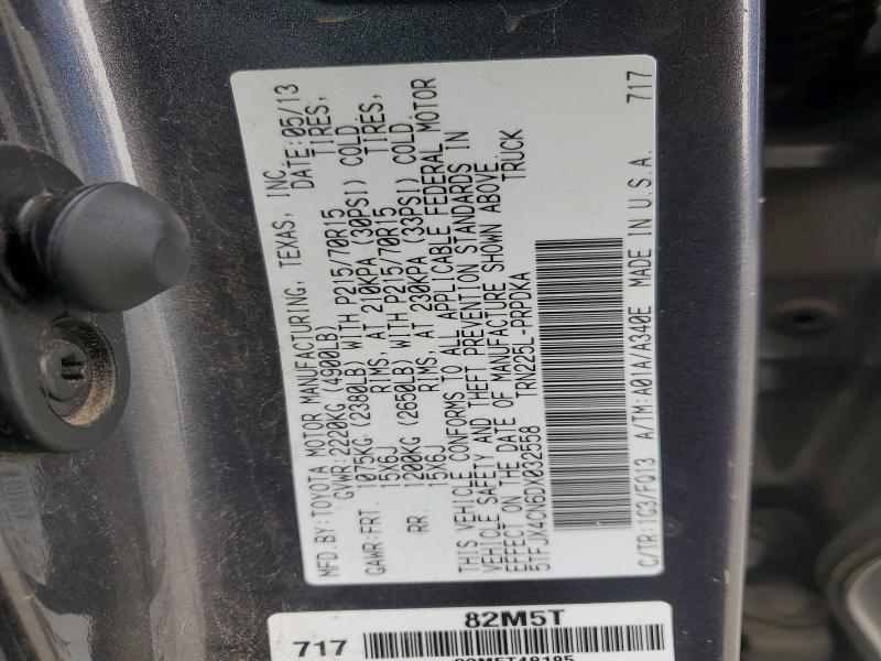 55107836 :رقم المزاد ، 5TFJX4CN6DX032558 vin ، 2013 Toyota Tacoma مزاد بيع