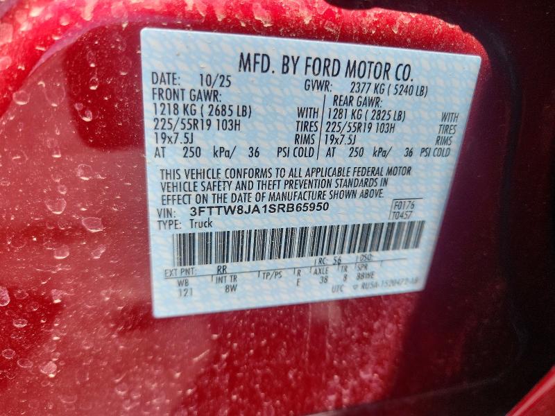 Auction sale of the 2025 Ford Maverick, vin: 3FTTW8JA1SRB65950, lot number: 58422756