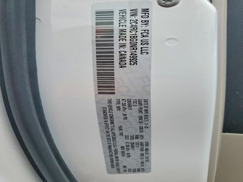 Продаж на аукціоні авто 2022 Chrysler Pacifica, vin: 2C4RC1BG0NR149925, номер лоту: 57750776