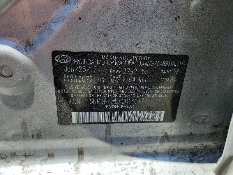 56635446 :رقم المزاد ، 5NPDH4AEXCH140477 vin ، 2012 Hyundai Elantra مزاد بيع