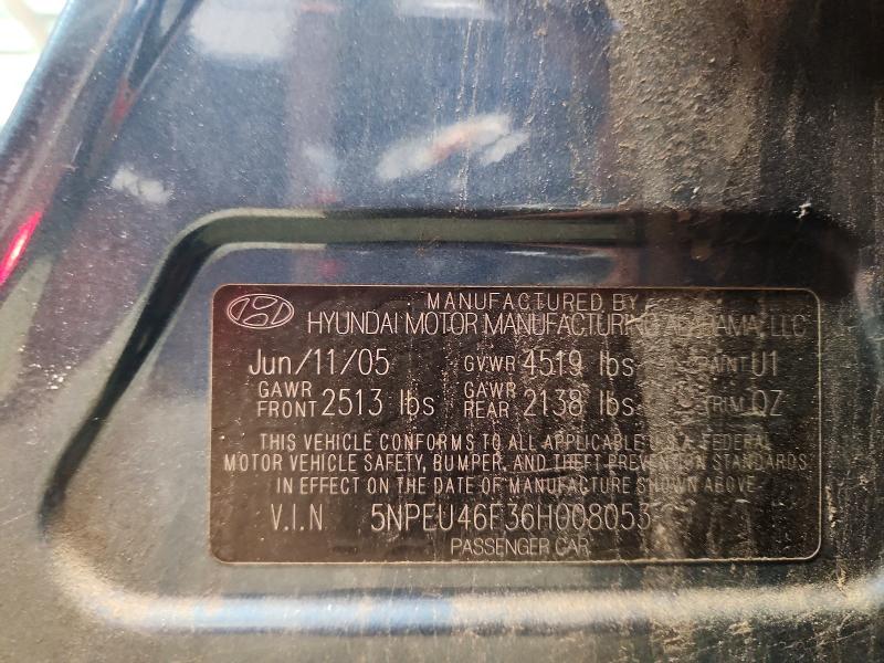 2006 Hyundai Sonata მანქანა იყიდება აუქციონზე, vin: 5NPEU46F36H008053, აუქციონის ნომერი: 56226106