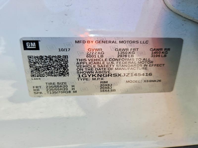2018 Cadillac Xt5 მანქანა იყიდება აუქციონზე, vin: 1GYKNGRSXJZ145416, აუქციონის ნომერი: 56807046