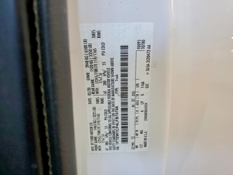 55807446 :رقم المزاد ، 1FTEW1CP4LFB70706 vin ، 2020 Ford F150 مزاد بيع