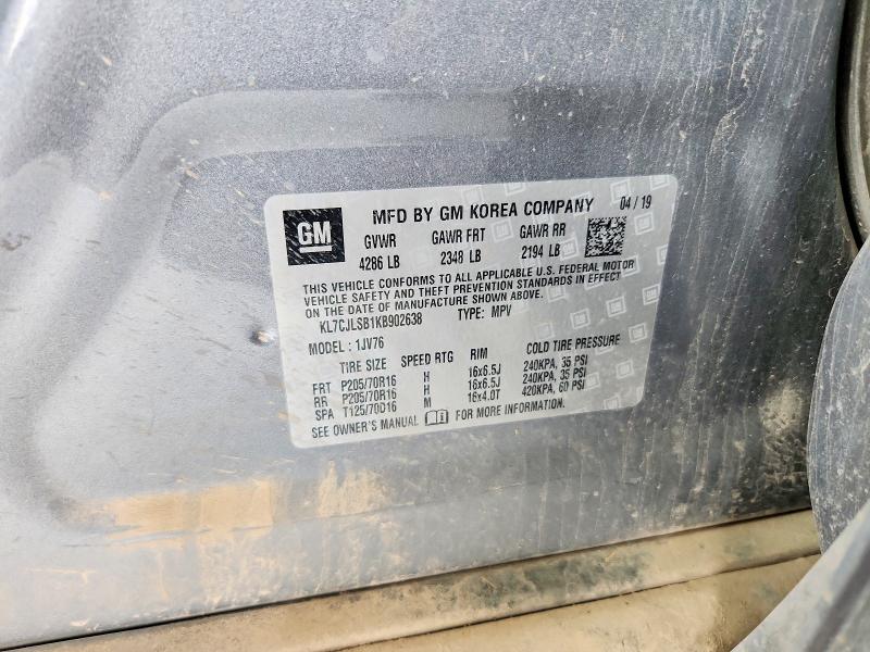 58644706 :رقم المزاد ، KL7CJLSB1KB902638 vin ، 2019 Chevrolet Trax مزاد بيع