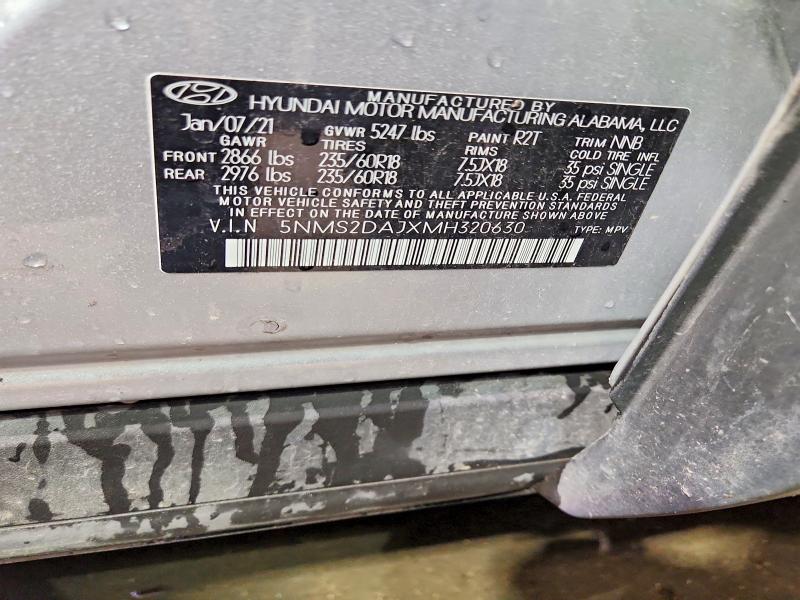 Aukcja sprzedaży 2021 Hyundai Santa Fe, vin: 5NMS2DAJXMH320630, numer aukcji: 57252396