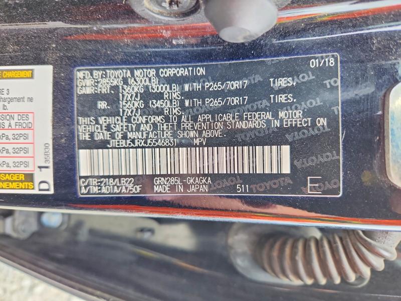 55609446 :رقم المزاد ، JTEBU5JRXJ5546831 vin ، 2018 Toyota 4runner مزاد بيع