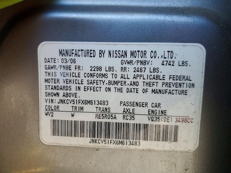 Продажа на аукционе авто 2006 Infiniti G35, vin: JNKCV51FX6M613483, номер лота: 57141316