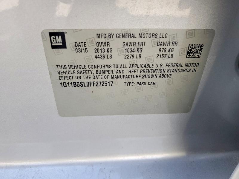 2015 Chevrolet Malibu მანქანა იყიდება აუქციონზე, vin: 1G11B5SL0FF272517, აუქციონის ნომერი: 56868916