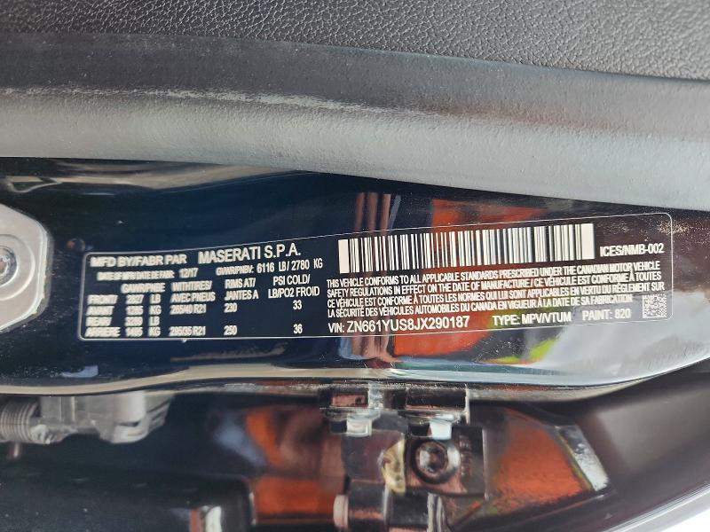 Aukcja sprzedaży 2018 Maserati Levante, vin: ZN661YUS8JX290187, numer aukcji: 55973396