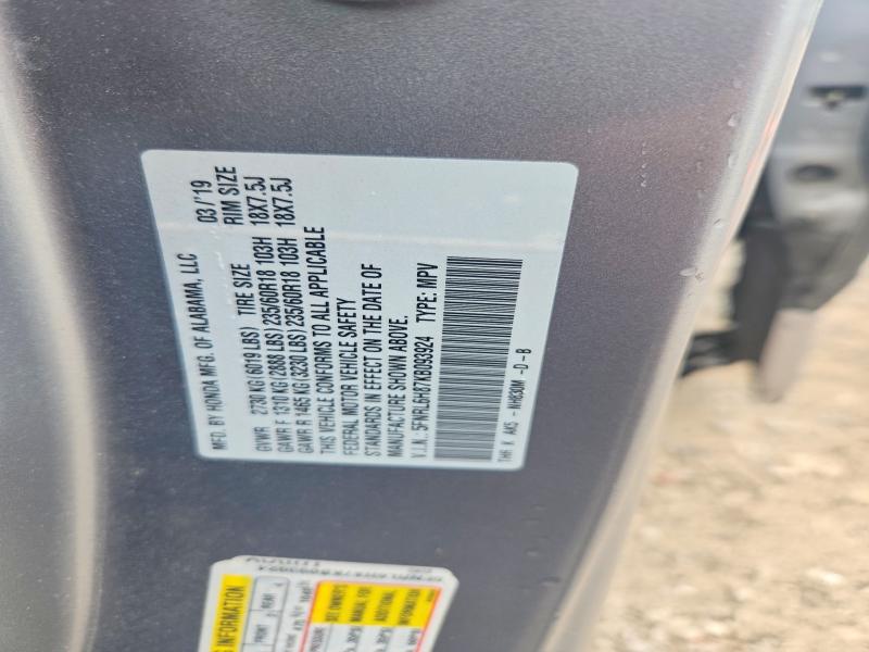 Aukcja sprzedaży 2019 Honda Odyssey, vin: 5FNRL6H87KB093924, numer aukcji: 58772746