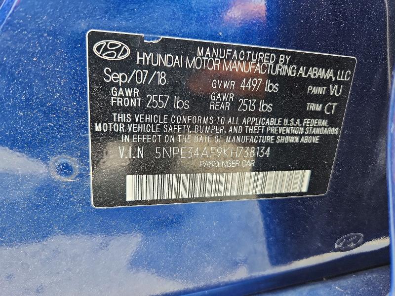 Продажа на аукционе авто 2019 Hyundai Sonata, vin: 5NPE34AF9KH738134, номер лота: 57750446