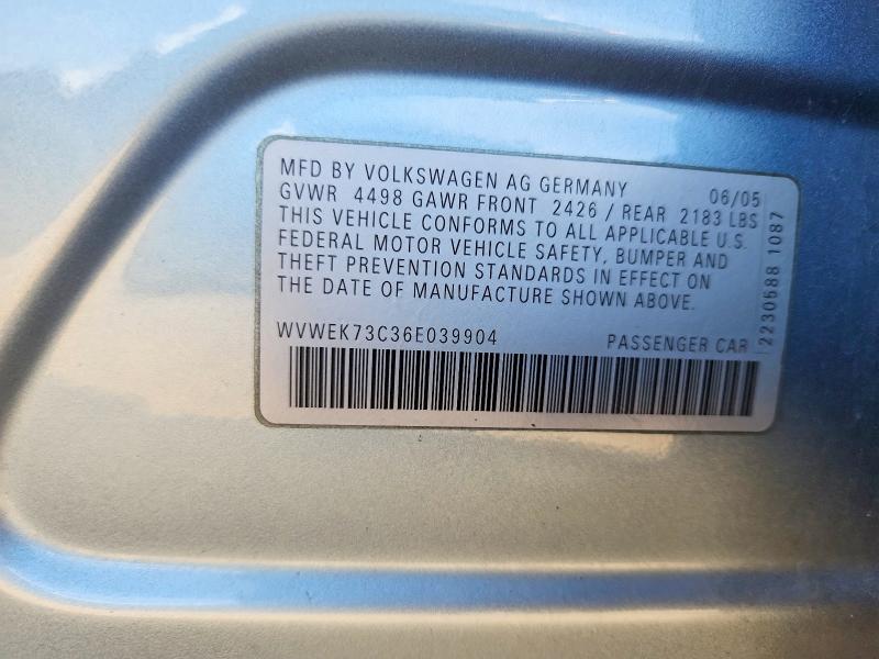 2006 Volkswagen Passat მანქანა იყიდება აუქციონზე, vin: WVWEK73C36E039904, აუქციონის ნომერი: 55353566