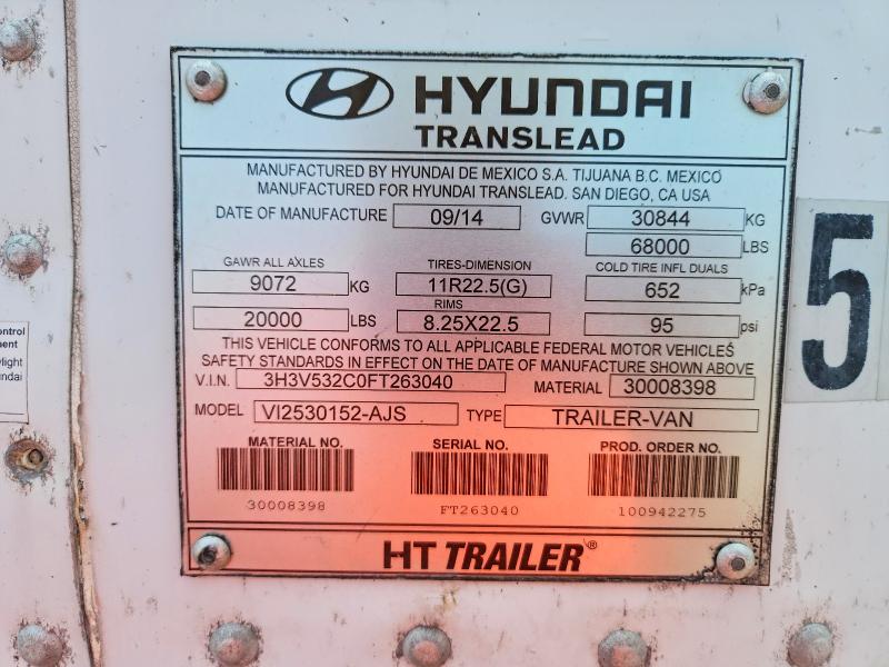 2015 Hyundai Translead Inc Trailers მანქანა იყიდება აუქციონზე, vin: 3H3V532C0FT263040, აუქციონის ნომერი: 57410946