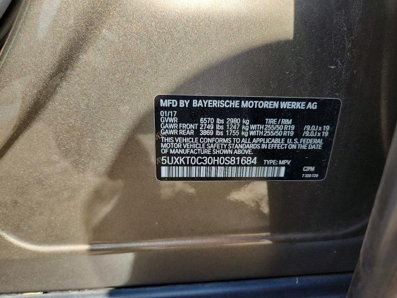 2017 Bmw X5 მანქანა იყიდება აუქციონზე, vin: 5UXKT0C30H0S81684, აუქციონის ნომერი: 57953856