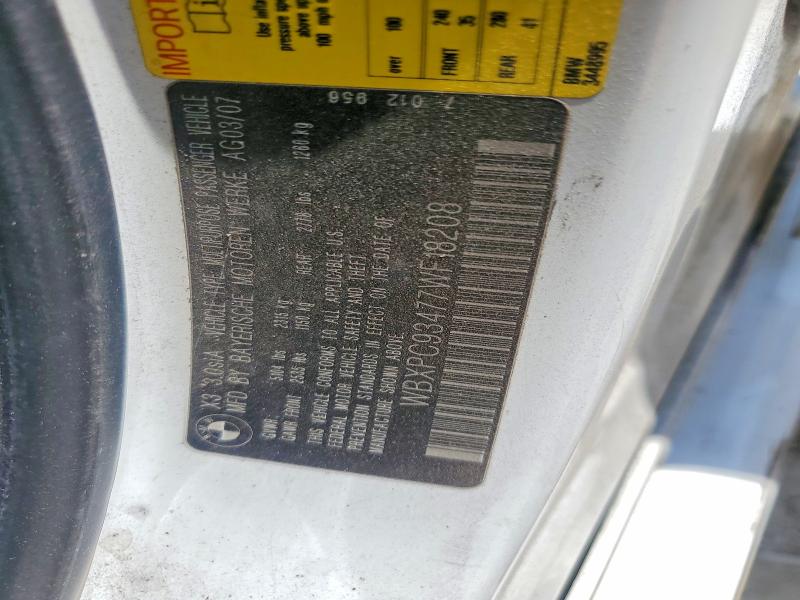 Продажа на аукционе авто 2007 Bmw X3, vin: WBXPC93477WF18208, номер лота: 57625486