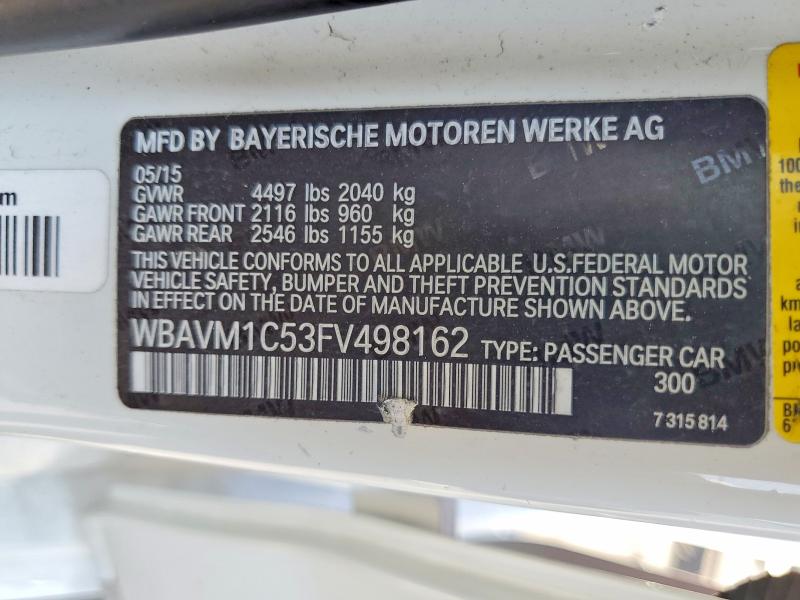 58318546 :رقم المزاد ، WBAVM1C53FV498162 vin ، 2015 Bmw X1 مزاد بيع