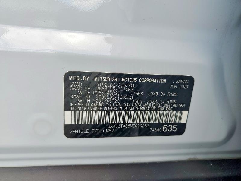 Aukcja sprzedaży 2022 Mitsubishi Outlander, vin: JA4J3TA88NZ020267, numer aukcji: 58229936