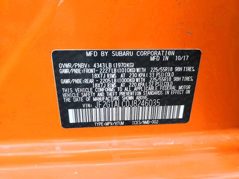 Продаж на аукціоні авто 2018 Subaru Crosstrek, vin: JF2GTALC0J8246035, номер лоту: 57153856