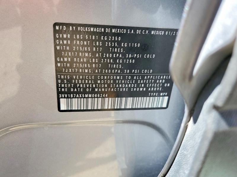 Продажа на аукционе авто 2021 Volkswagen Tiguan, vin: 3VV1B7AX5MM066244, номер лота: 55956276