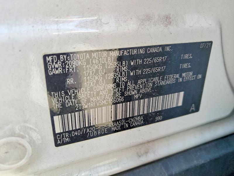 Aukcja sprzedaży 2021 Toyota Rav4, vin: 2T3W1RFV5MC156066, numer aukcji: 58440096