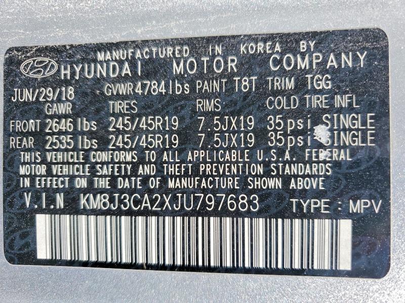 Aukcja sprzedaży 2018 Hyundai Tucson, vin: KM8J3CA2XJU797683, numer aukcji: 56664436