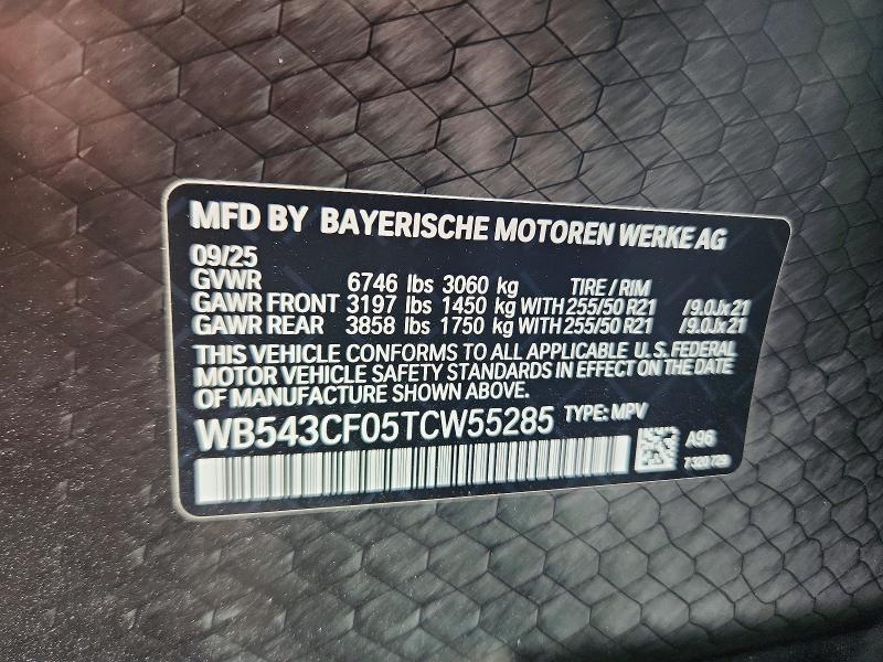 Продаж на аукціоні авто 2026 Bmw Ix, vin: WB543CF05TCW55285, номер лоту: 56571406