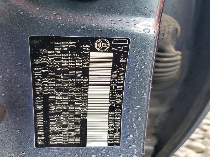 58442886 :رقم المزاد ، 2T1BURHE6GC744767 vin ، 2016 Toyota Corolla مزاد بيع