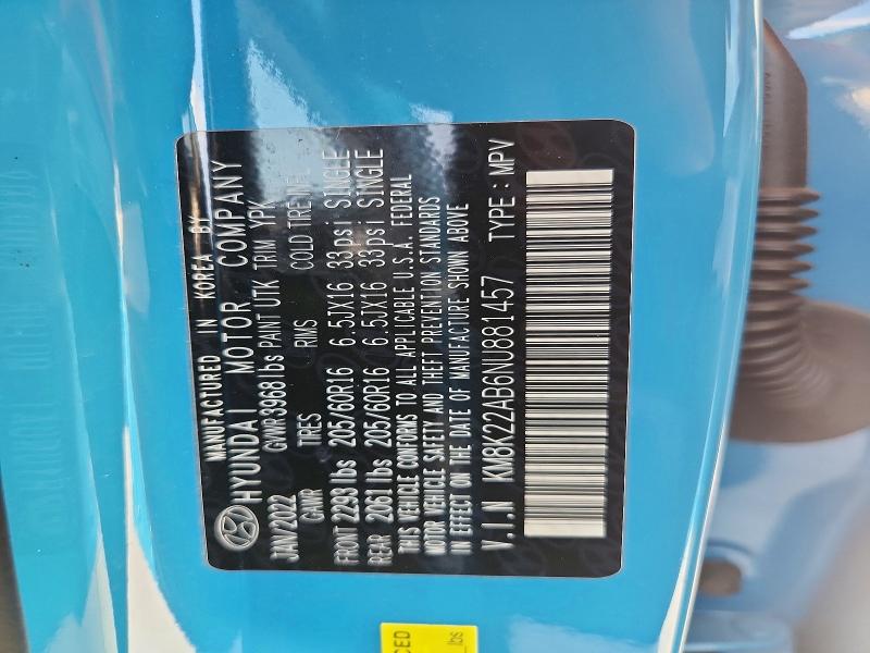 Продаж на аукціоні авто 2022 Hyundai Kona, vin: KM8K22AB6NU881457, номер лоту: 59132926