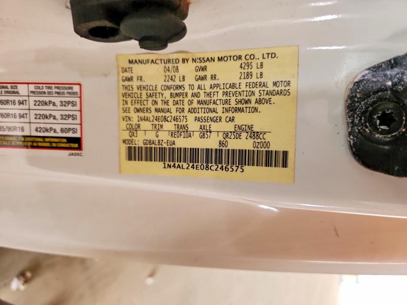 57428346 :رقم المزاد ، 1N4AL24E08C246575 vin ، 2008 Nissan Altima مزاد بيع