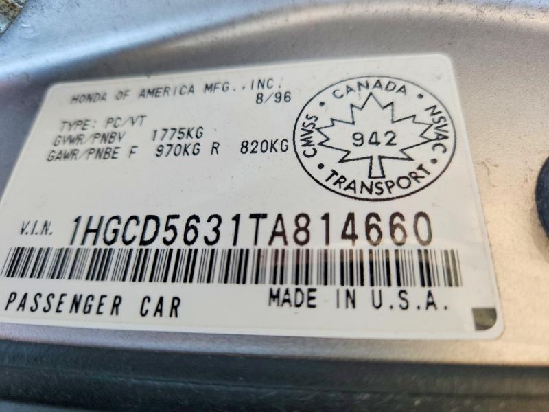 Продажа на аукционе авто 1996 Honda Accord, vin: 1HGCD5631TA814660, номер лота: 54975706