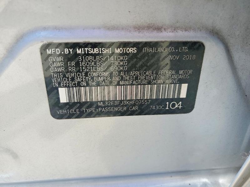 Продажа на аукционе авто 2019 Mitsubishi Mirage, vin: ML32F3FJ3KHF07557, номер лота: 57631456