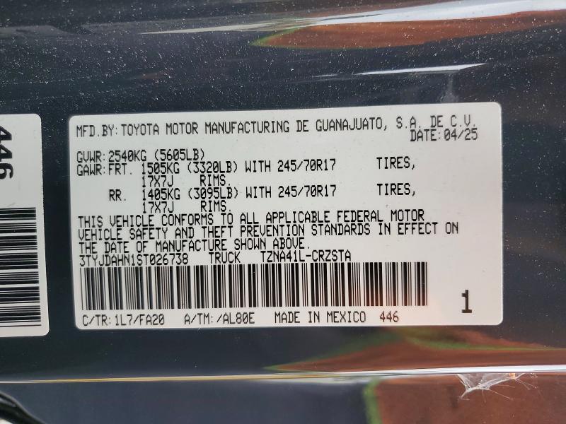Aukcja sprzedaży 2025 Toyota Tacoma, vin: 3TYJDAHN1ST026738, numer aukcji: 57937426