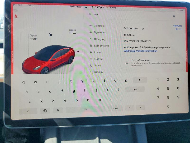 Aukcja sprzedaży 2023 Tesla Model 3, vin: 5YJ3E1EA1PF477201, numer aukcji: 57576166