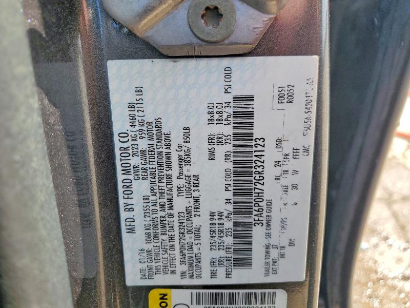 Продажа на аукционе авто 2016 Ford Fusion, vin: 3FA6P0H72GR324123, номер лота: 56249296