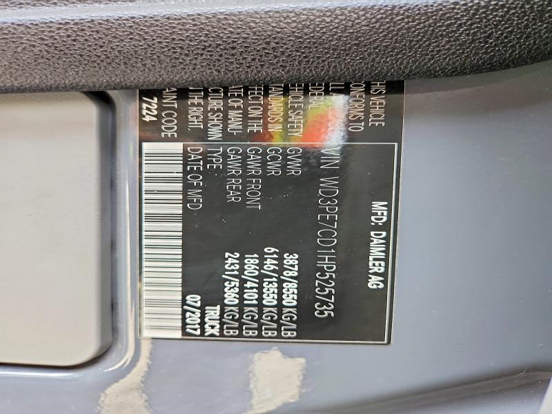Aukcja sprzedaży 2017 Mercedes-benz Sprinter, vin: WD3PE7CD1HP525735, numer aukcji: 58379396