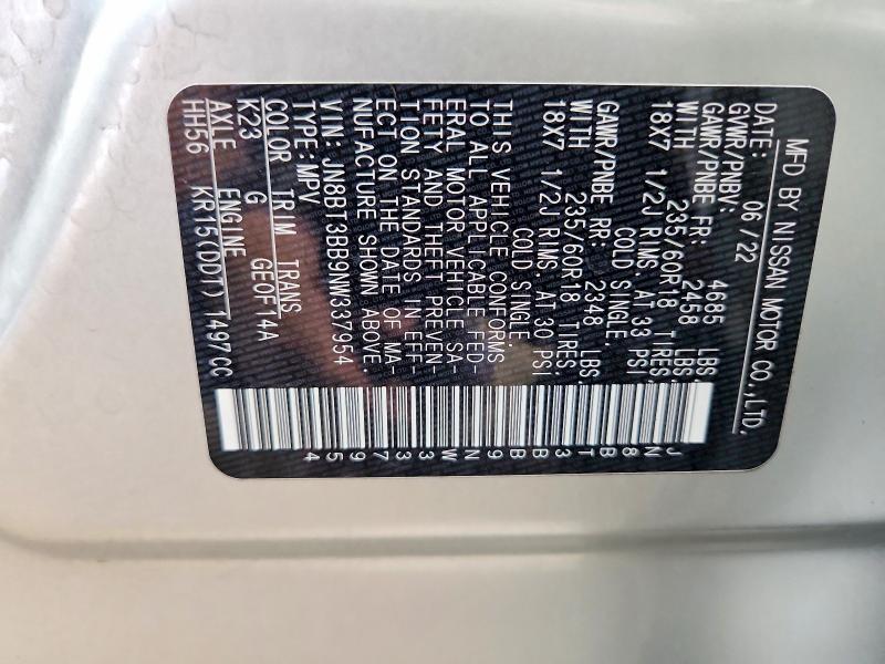 Aukcja sprzedaży 2022 Nissan Rogue, vin: JN8BT3BB9NW337954, numer aukcji: 56234076