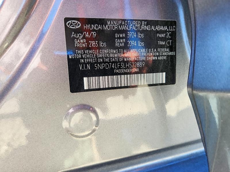 56890436 :رقم المزاد ، 5NPD74LF3LH522889 vin ، 2020 Hyundai Elantra مزاد بيع