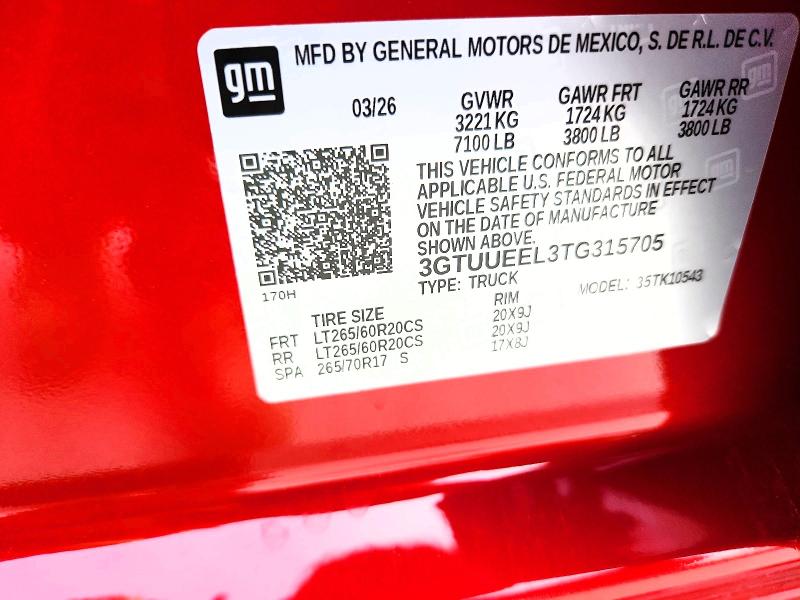 Продажа на аукционе авто 2026 Gmc Sierra, vin: 3GTUUEEL3TG315705, номер лота: 57895886