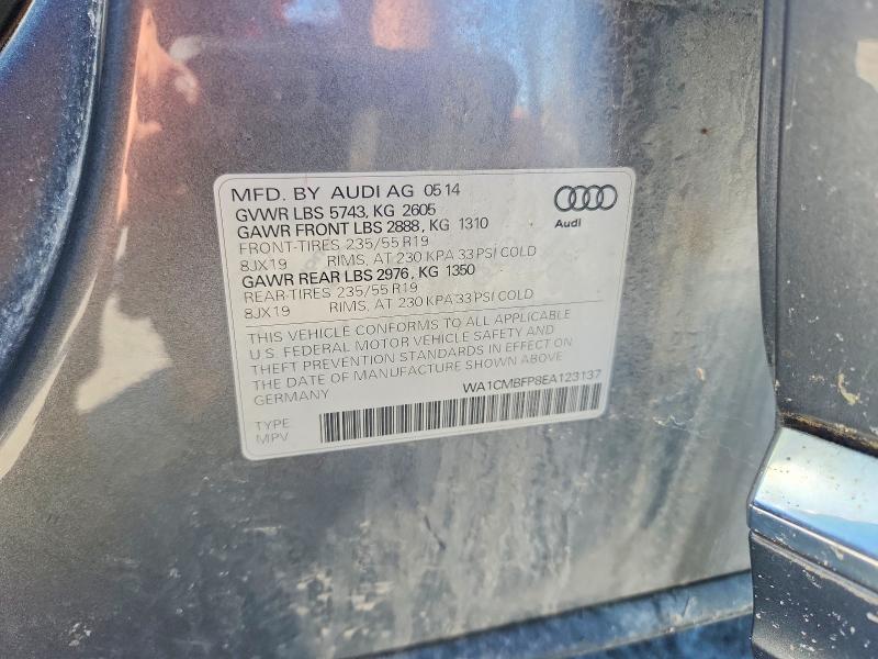 Продаж на аукціоні авто 2014 Audi Q5, vin: WA1CMBFP8EA123137, номер лоту: 55761126