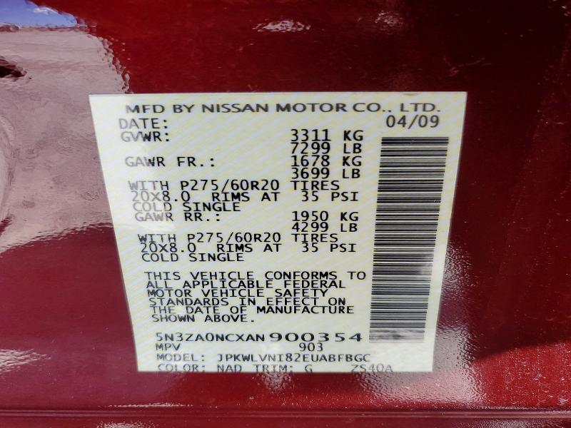 Продаж на аукціоні авто 2010 Infiniti Qx56, vin: 5N3ZA0NCXAN900354, номер лоту: 57595936