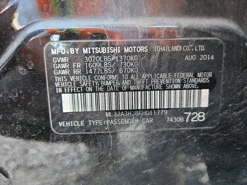 Aukcja sprzedaży 2015 Mitsubishi Mirage, vin: ML32A3HJ8FH011779, numer aukcji: 55910986