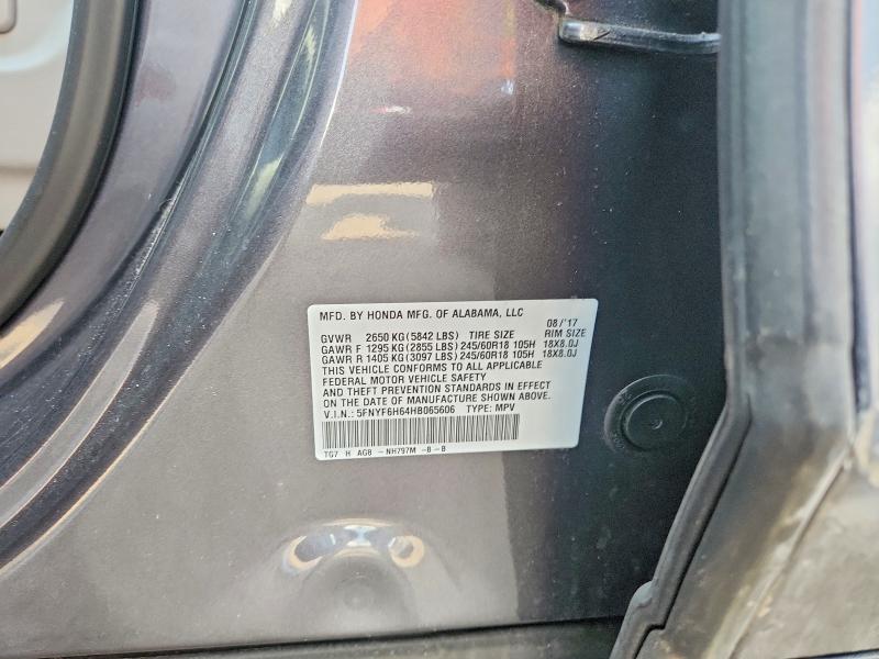Продажа на аукционе авто 2017 Honda Pilot, vin: 5FNYF6H64HB065606, номер лота: 58845716