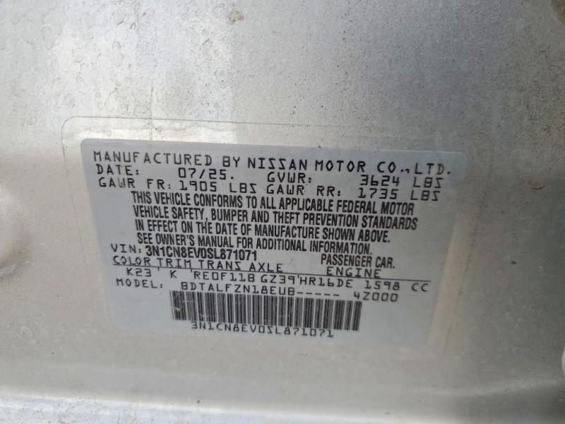 Продажа на аукционе авто 2025 Nissan Versa, vin: 3N1CN8EV0SL871071, номер лота: 56862666