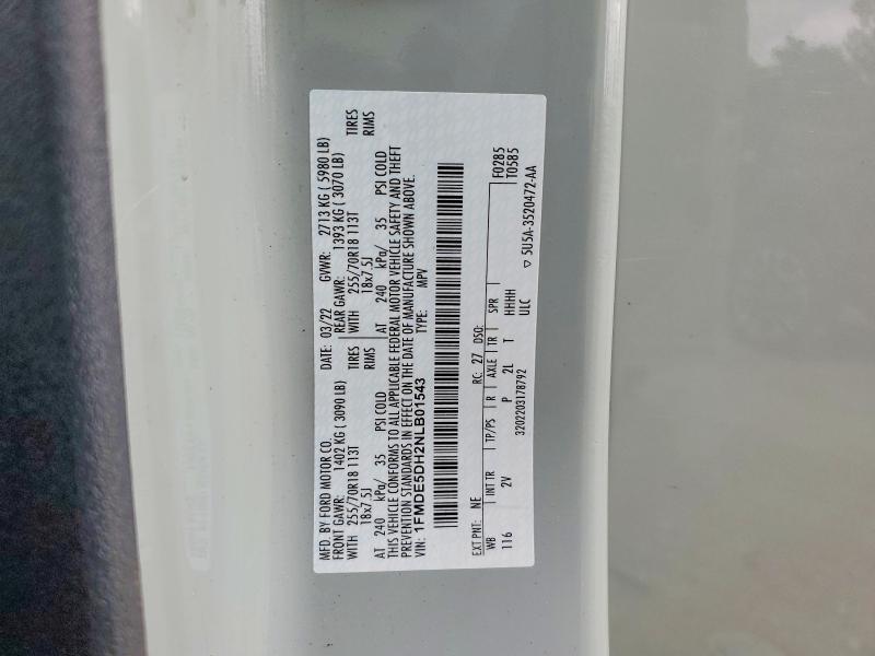 Продажа на аукционе авто 2022 Ford Bronco, vin: 1FMDE5DH2NLB01543, номер лота: 56277976