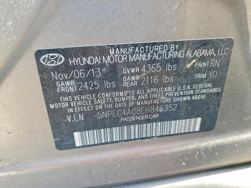 Aukcja sprzedaży 2014 Hyundai Sonata, vin: 5NPEC4AC8EH846352, numer aukcji: 58892836