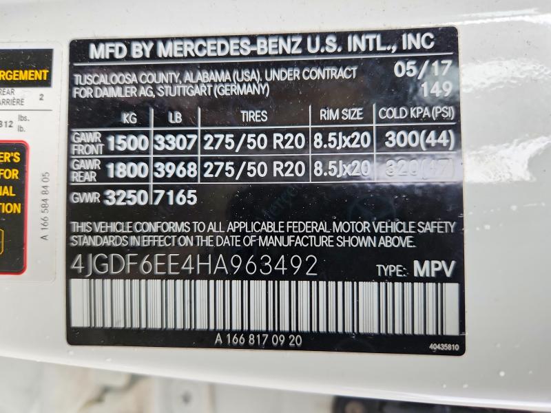 Продаж на аукціоні авто 2017 Mercedes-benz Gls, vin: 4JGDF6EE4HA963492, номер лоту: 57611756
