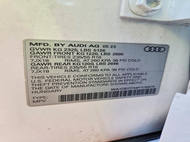 Aukcja sprzedaży 2023 Audi Q3, vin: WA1DECF34P1135678, numer aukcji: 58046096