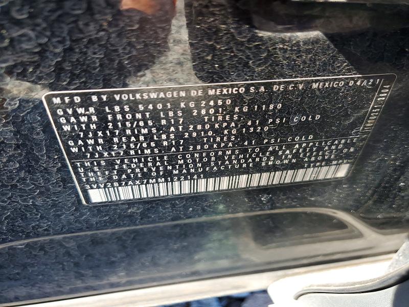 Продажа на аукционе авто 2021 Volkswagen Tiguan, vin: 3VV2B7AX7MM122141, номер лота: 57848646