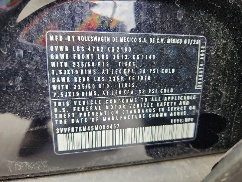 Aukcja sprzedaży 2025 Volkswagen Tiguan, vin: 3VVFR7RM4SM056457, numer aukcji: 56302386